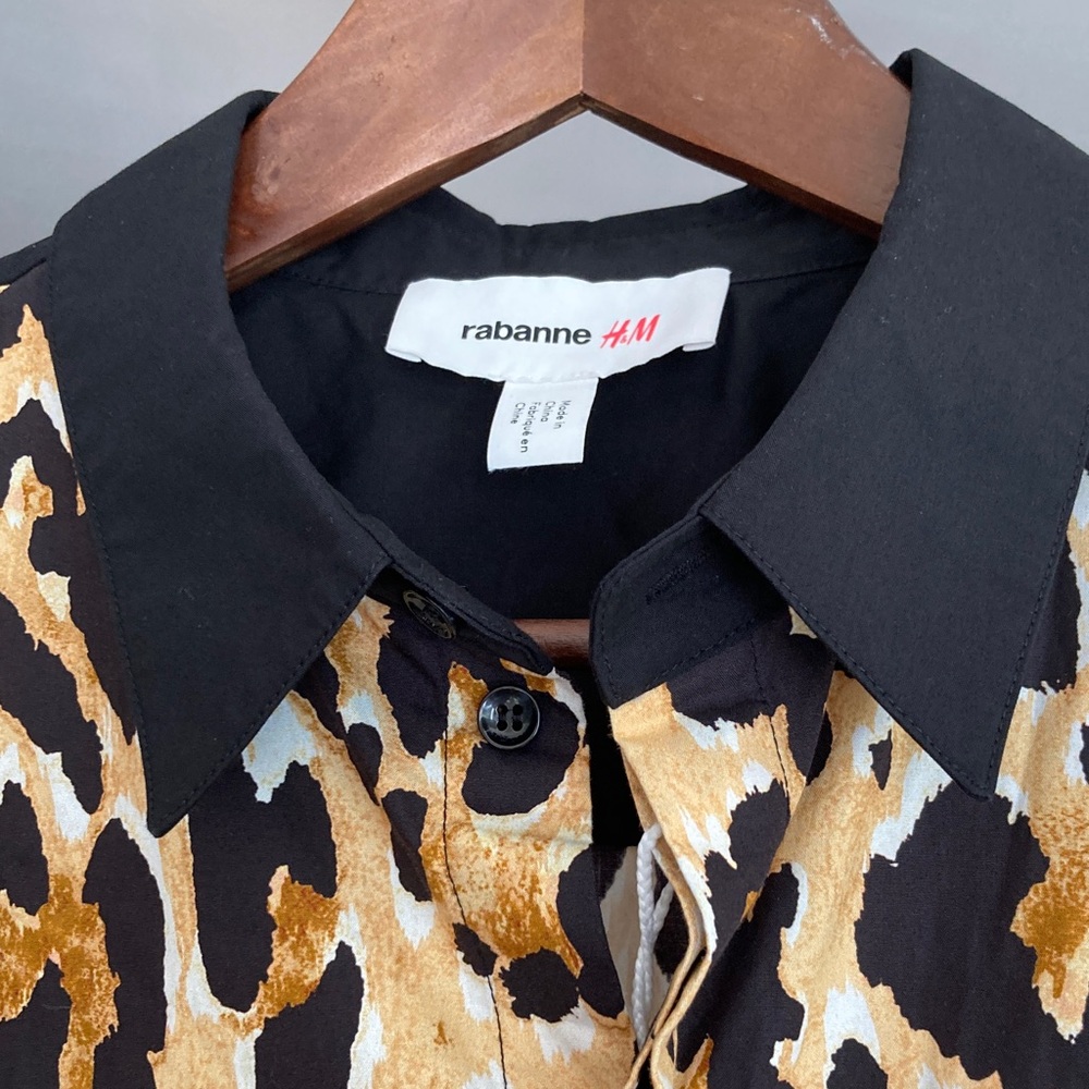 NWT H&M Paco Rabanne Black and Gold Animal Print Patterned Shirt